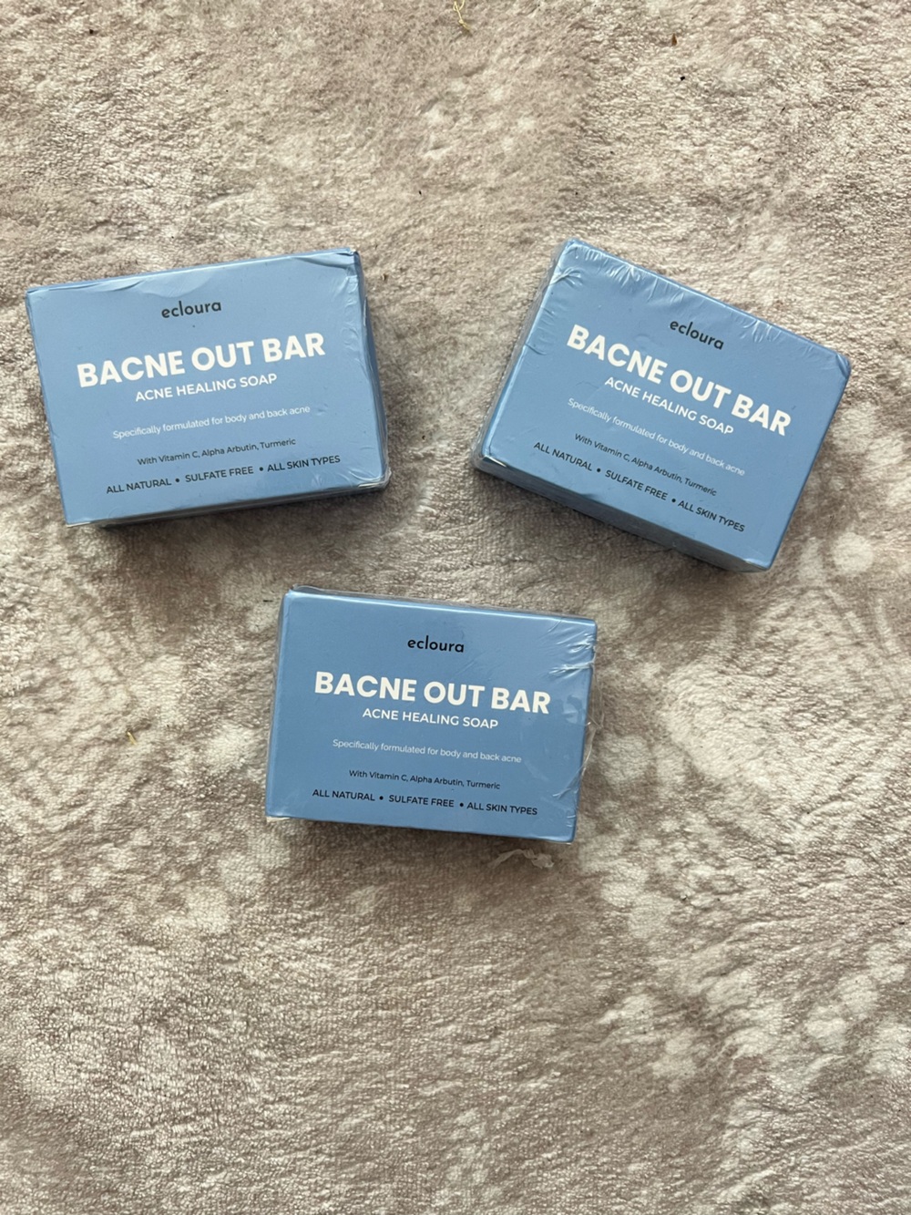 3 pack Bacne Out Bar Acne Healing Soap - Blue Pack
